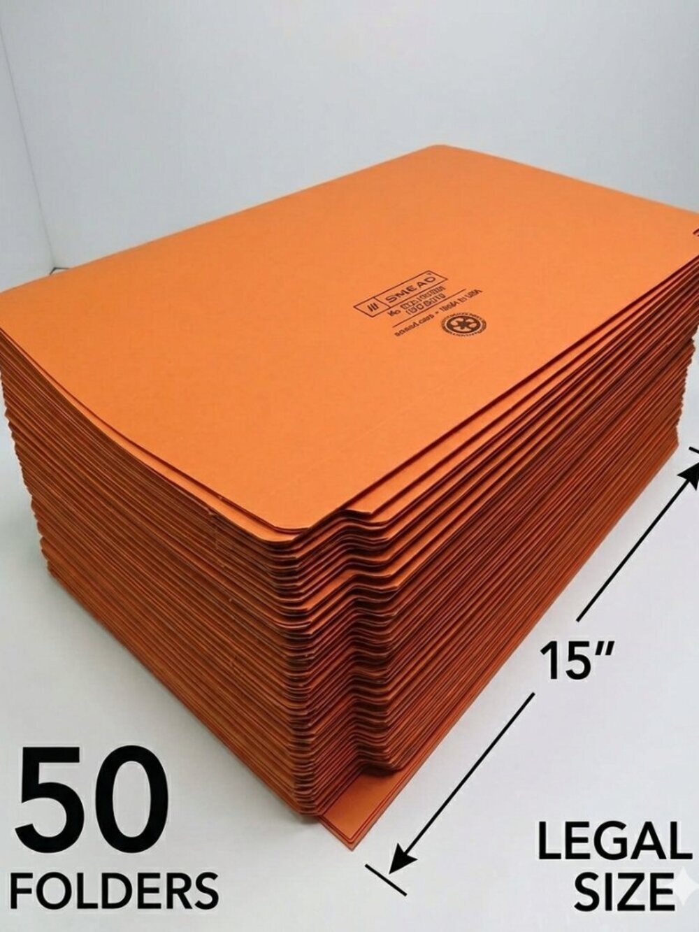 Smead 28510 Orange Legal Size File Folders - Set of 50 for Office or Crafts